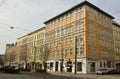 Yellow residential/commercial building on the corner of Breiter Weg and Keplerstrasse in Magdeburg